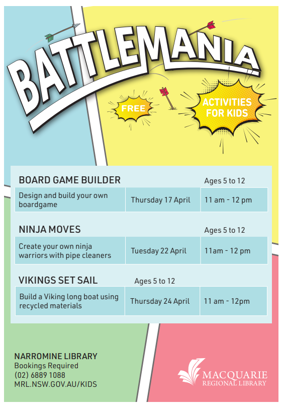 School Holiday Activities at Narromine Library - Ninja Moves